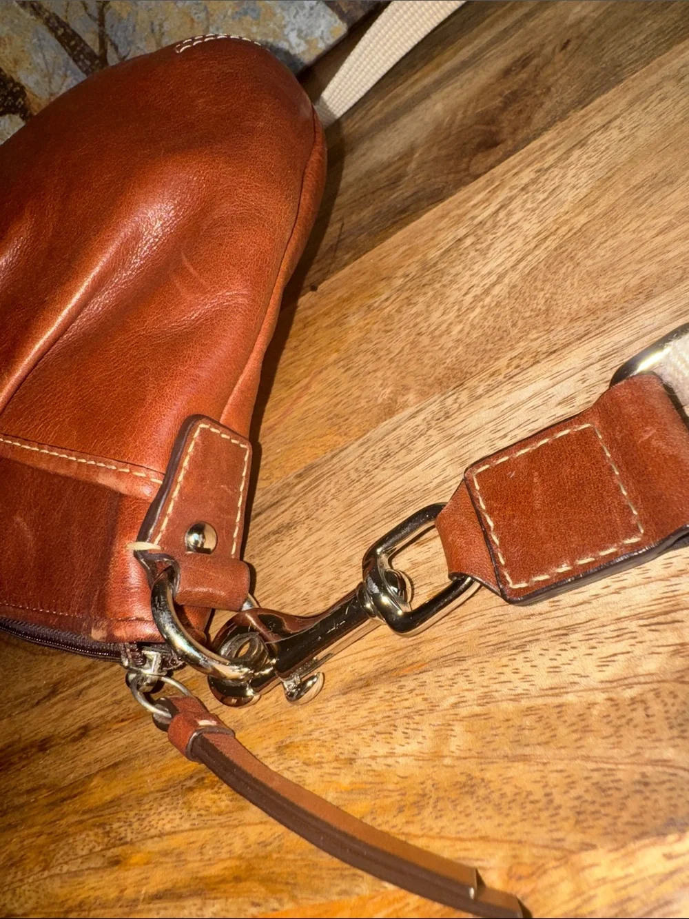 Brown Coach SoHo Swingpack Leather Crossbody Bag with Canvas Strap
